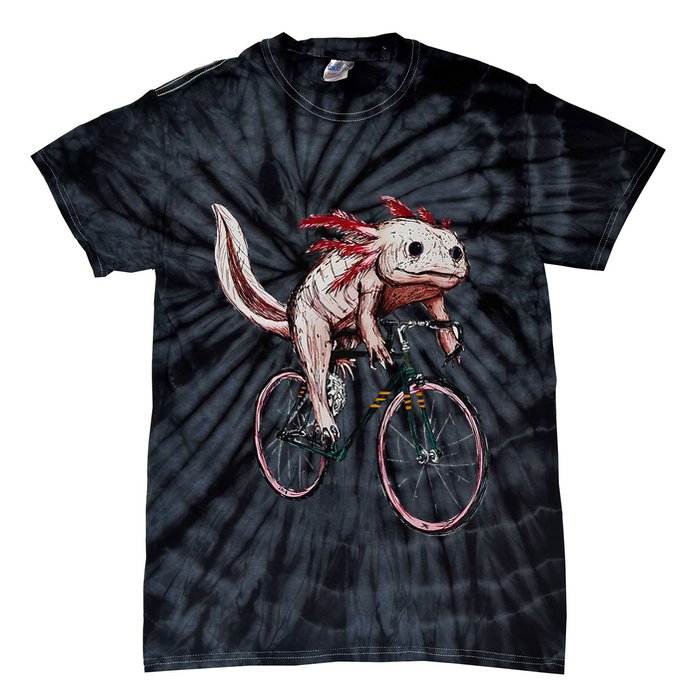 Axolotl Cycling Funny Axolotl Lover Axolotl Bicycle Axolotl Tie-Dye T-Shirt