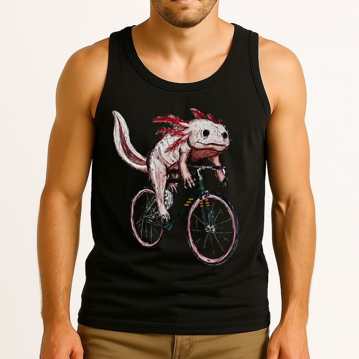 Axolotl Cycling Funny Axolotl Lover Axolotl Bicycle Axolotl Tank Top