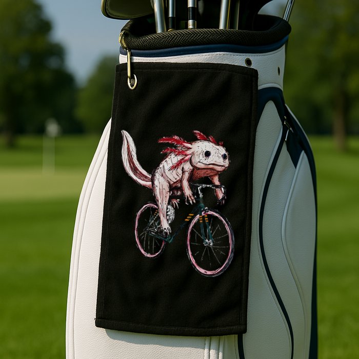 Axolotl Cycling Funny Axolotl Lover Axolotl Bicycle Axolotl Golf Towel