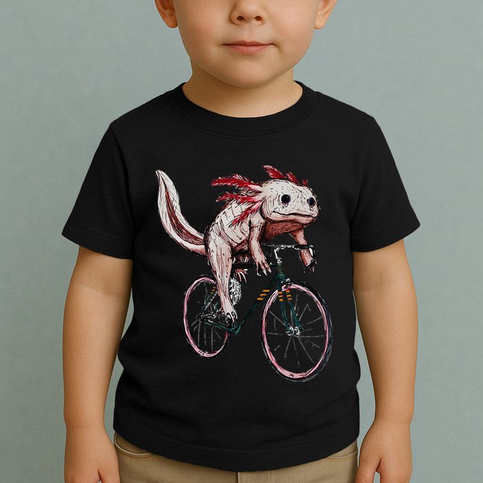 Axolotl Cycling Funny Axolotl Lover Axolotl Bicycle Axolotl Toddler T-Shirt