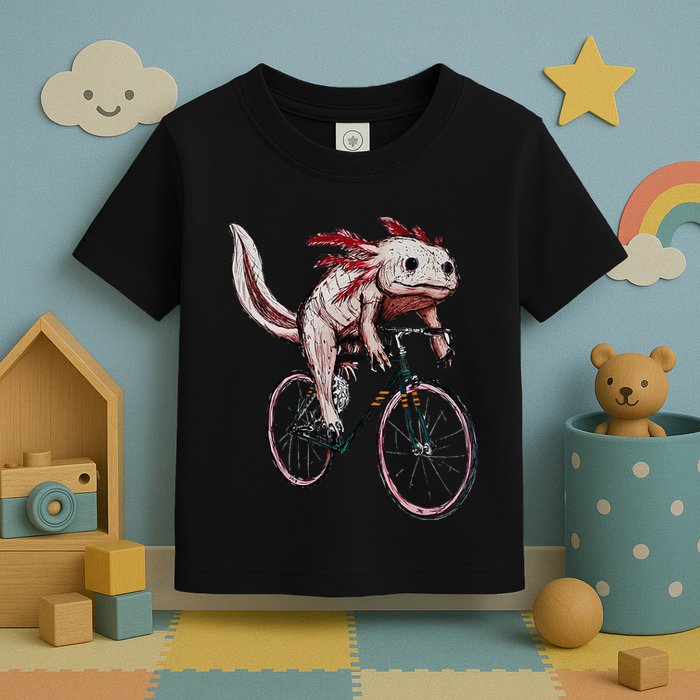 Axolotl Cycling Funny Axolotl Lover Axolotl Bicycle Axolotl Toddler T-Shirt