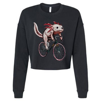 Axolotl Cycling Funny Axolotl Lover Axolotl Bicycle Axolotl Cropped Pullover Crew