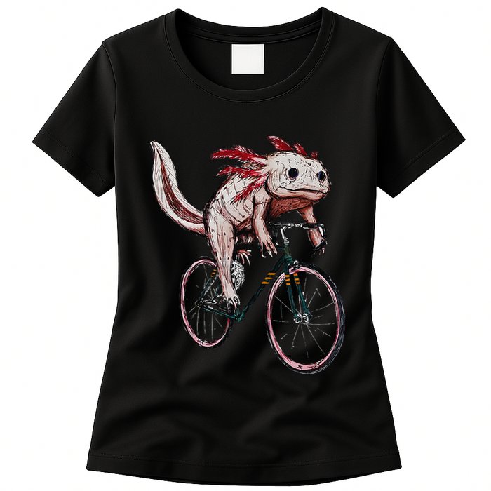 Axolotl Cycling Funny Axolotl Lover Axolotl Bicycle Axolotl Womens T-Shirt