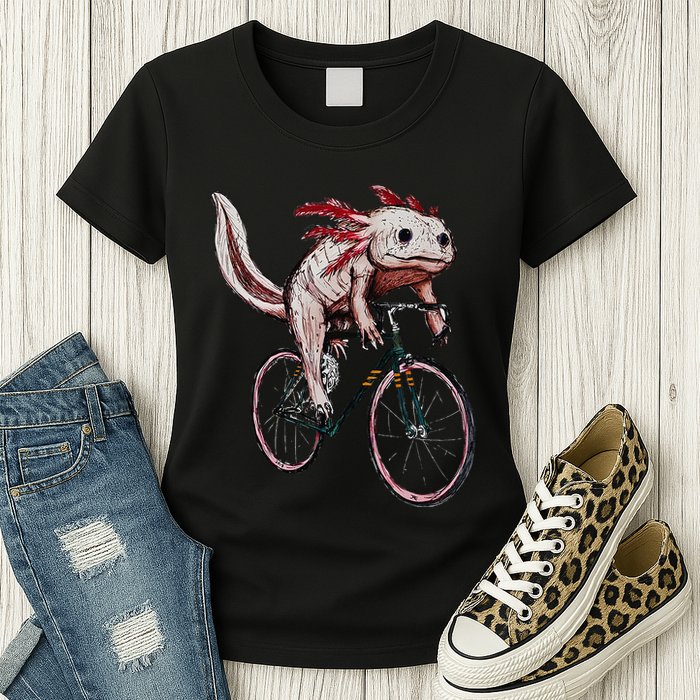 Axolotl Cycling Funny Axolotl Lover Axolotl Bicycle Axolotl Womens T-Shirt