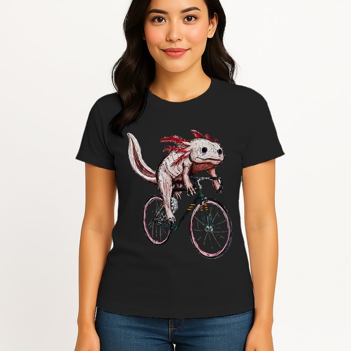 Axolotl Cycling Funny Axolotl Lover Axolotl Bicycle Axolotl Womens T-Shirt