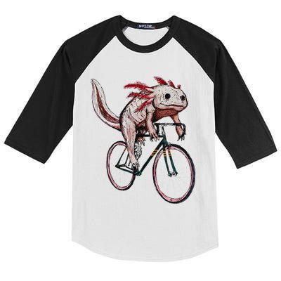 Axolotl Cycling Funny Axolotl Lover Axolotl Bicycle Axolotl Kids Colorblock Raglan Jersey