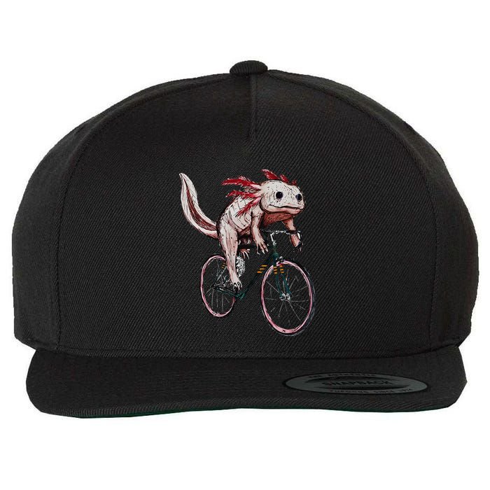 Axolotl Cycling Funny Axolotl Lover Axolotl Bicycle Axolotl Wool Snapback Cap