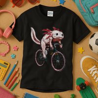 Axolotl Cycling Funny Axolotl Lover Axolotl Bicycle Axolotl Kids T-Shirt