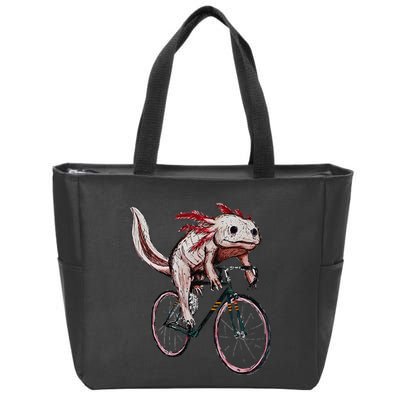 Axolotl Cycling Funny Axolotl Lover Axolotl Bicycle Axolotl Zip Tote Bag