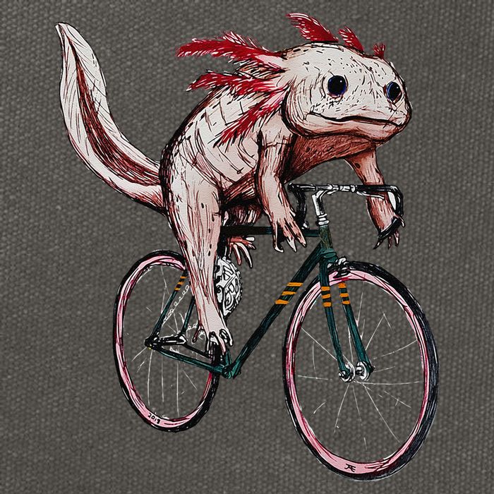 Axolotl Cycling Funny Axolotl Lover Axolotl Bicycle Axolotl Cotton Canvas Backpack