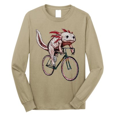 Axolotl Cycling Funny Axolotl Lover Axolotl Bicycle Axolotl Long Sleeve Shirt