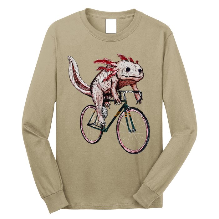 Axolotl Cycling Funny Axolotl Lover Axolotl Bicycle Axolotl Long Sleeve Shirt