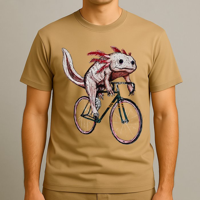 Axolotl Cycling Funny Axolotl Lover Axolotl Bicycle Axolotl T-Shirt