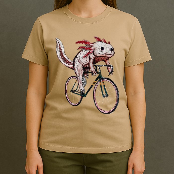 Axolotl Cycling Funny Axolotl Lover Axolotl Bicycle Axolotl T-Shirt