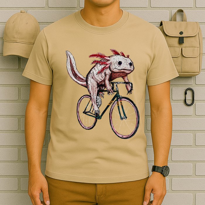 Axolotl Cycling Funny Axolotl Lover Axolotl Bicycle Axolotl T-Shirt