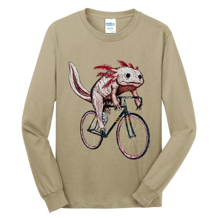 Axolotl Cycling Funny Axolotl Lover Axolotl Bicycle Axolotl Tall Long Sleeve T-Shirt