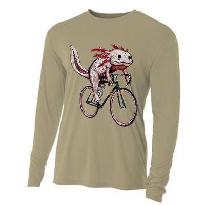Axolotl Cycling Funny Axolotl Lover Axolotl Bicycle Axolotl Cooling Performance Long Sleeve Crew