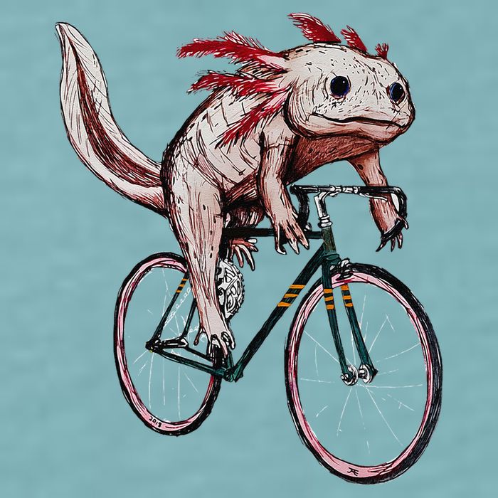 Axolotl Cycling Funny Axolotl Lover Axolotl Bicycle Axolotl Sueded Cloud Jersey T-Shirt