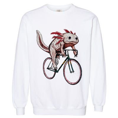 Axolotl Cycling Funny Axolotl Lover Axolotl Bicycle Axolotl Garment-Dyed Sweatshirt