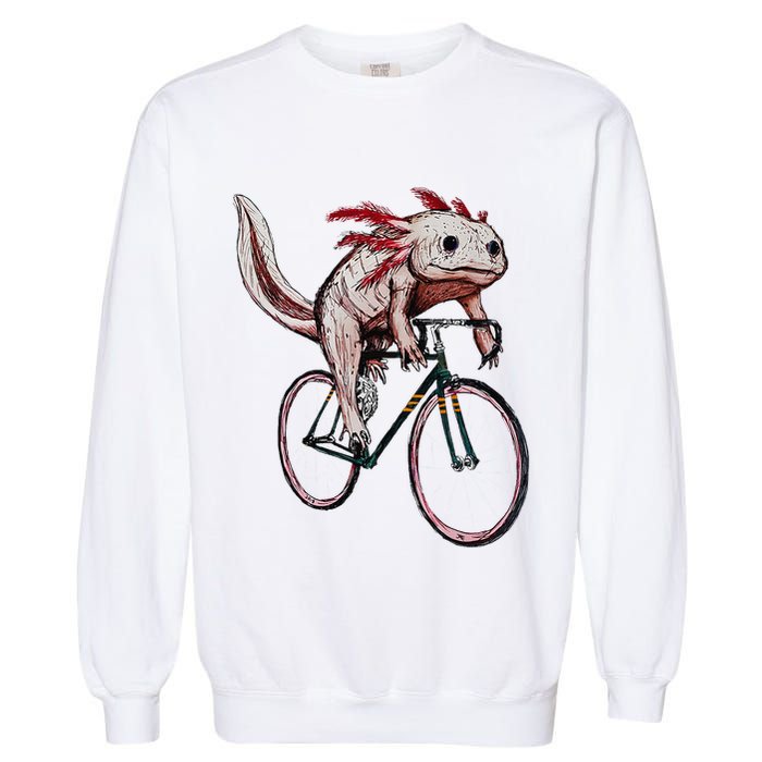 Axolotl Cycling Funny Axolotl Lover Axolotl Bicycle Axolotl Garment-Dyed Sweatshirt