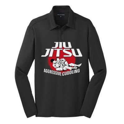 Aggressive Cuddling Funny Jiu Jitsu BJJ Fighter Silk Touch Performance Long Sleeve Polo