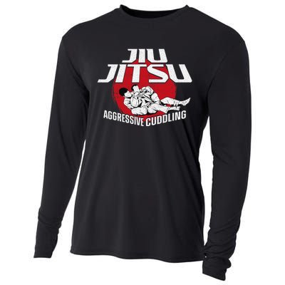 Aggressive Cuddling Funny Jiu Jitsu BJJ Fighter Cooling Performance Long Sleeve Crew