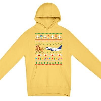 Airplane Christmas Funny Ugly Xmas Sweater Pilot Xmas Gift Premium Pullover Hoodie