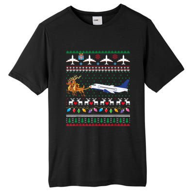 Airplane Christmas Funny Ugly Xmas Sweater Pilot Xmas Gift Tall Fusion ChromaSoft Performance T-Shirt