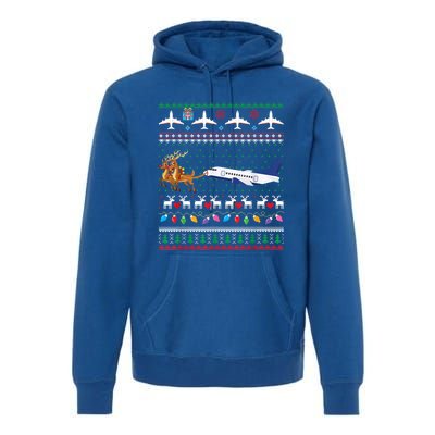 Airplane Christmas Funny Ugly Xmas Sweater Pilot Xmas Gift Premium Hoodie