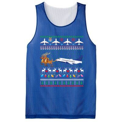 Airplane Christmas Funny Ugly Xmas Sweater Pilot Xmas Gift Mesh Reversible Basketball Jersey Tank