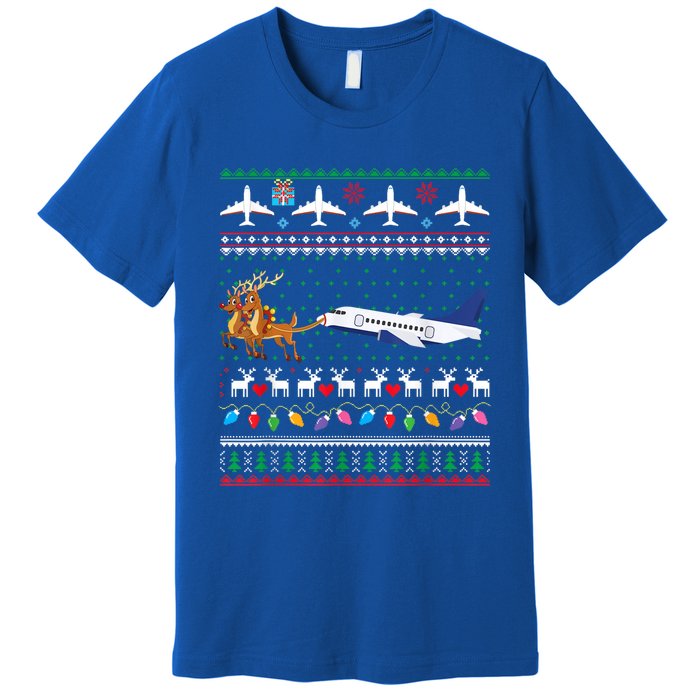 Airplane Christmas Funny Ugly Xmas Sweater Pilot Xmas Gift Premium T-Shirt