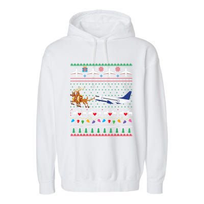 Airplane Christmas Funny Ugly Xmas Sweater Pilot Xmas Gift Garment-Dyed Fleece Hoodie