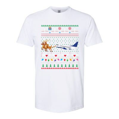 Airplane Christmas Funny Ugly Xmas Sweater Pilot Xmas Gift Softstyle CVC T-Shirt