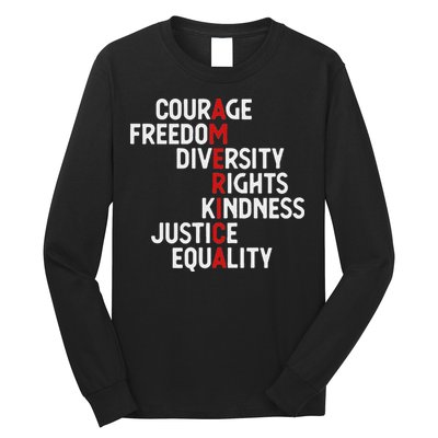America Courage Freedom Diversity Rights Friendship Justice Long Sleeve Shirt