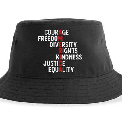 America Courage Freedom Diversity Rights Friendship Justice Sustainable Bucket Hat