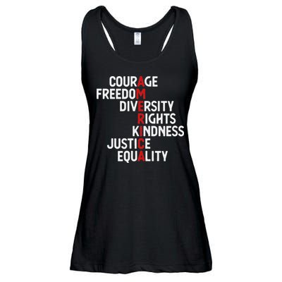 America Courage Freedom Diversity Rights Friendship Justice Ladies Essential Flowy Tank