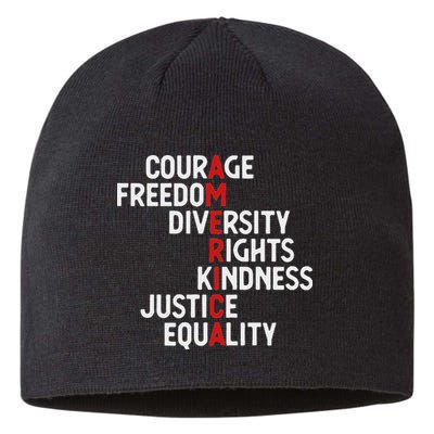 America Courage Freedom Diversity Rights Friendship Justice Sustainable Beanie