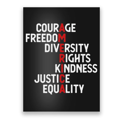America Courage Freedom Diversity Rights Friendship Justice Poster