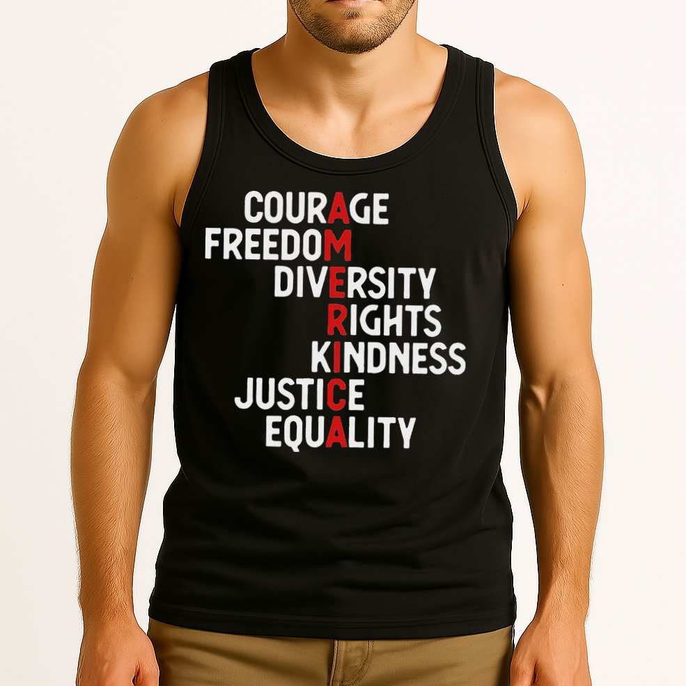 America Courage Freedom Diversity Rights Friendship Justice Tank Top