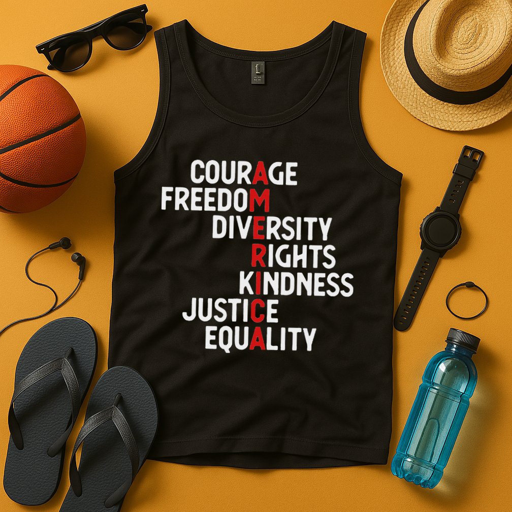 America Courage Freedom Diversity Rights Friendship Justice Tank Top