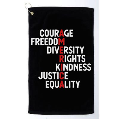 America Courage Freedom Diversity Rights Friendship Justice Golf Towel