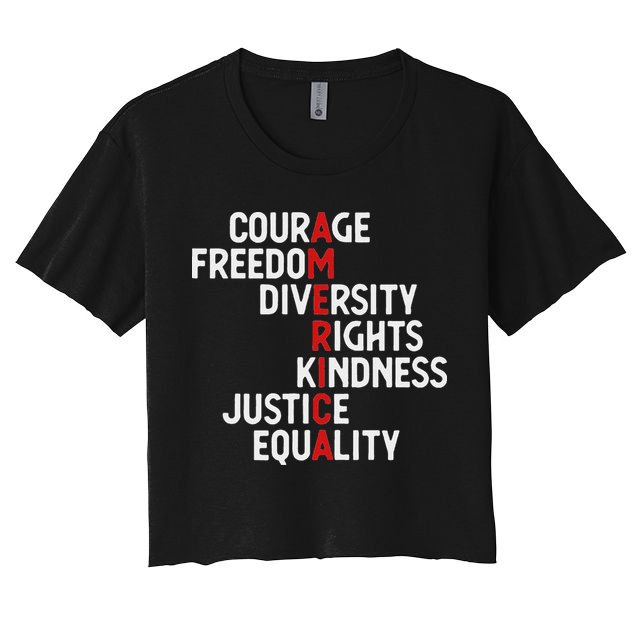America Courage Freedom Diversity Rights Friendship Justice Crop Top