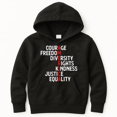 America Courage Freedom Diversity Rights Friendship Justice Kids Hoodie