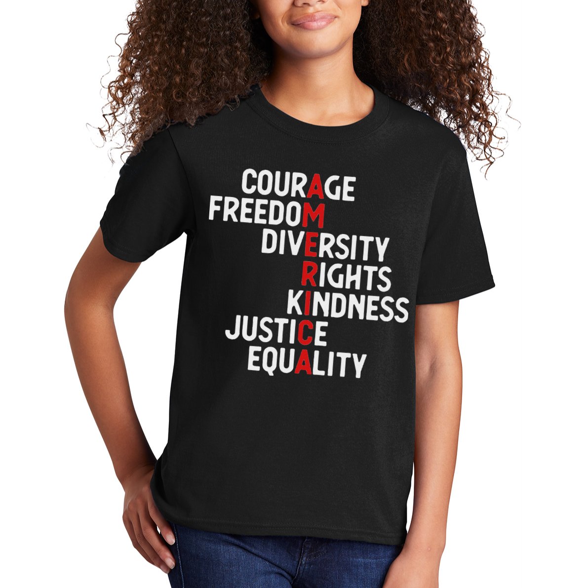 America Courage Freedom Diversity Rights Friendship Justice Kids T-Shirt