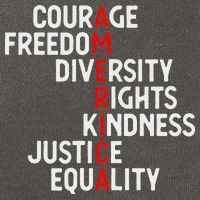 America Courage Freedom Diversity Rights Friendship Justice Cotton Canvas Backpack