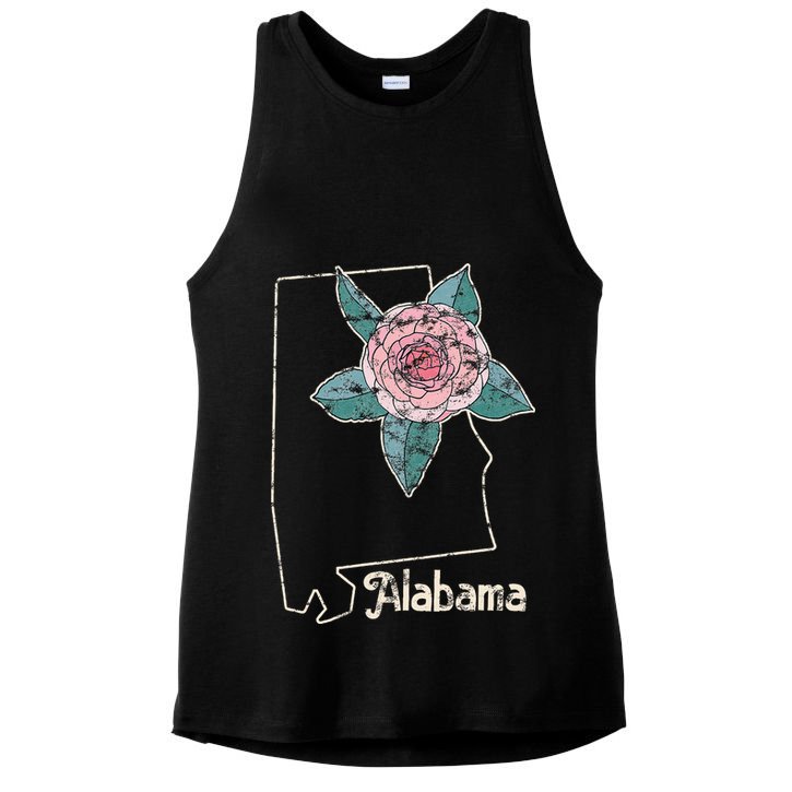 Alabama Camellia Flower Wildflower State Ladies PosiCharge Tri-Blend Wicking Tank