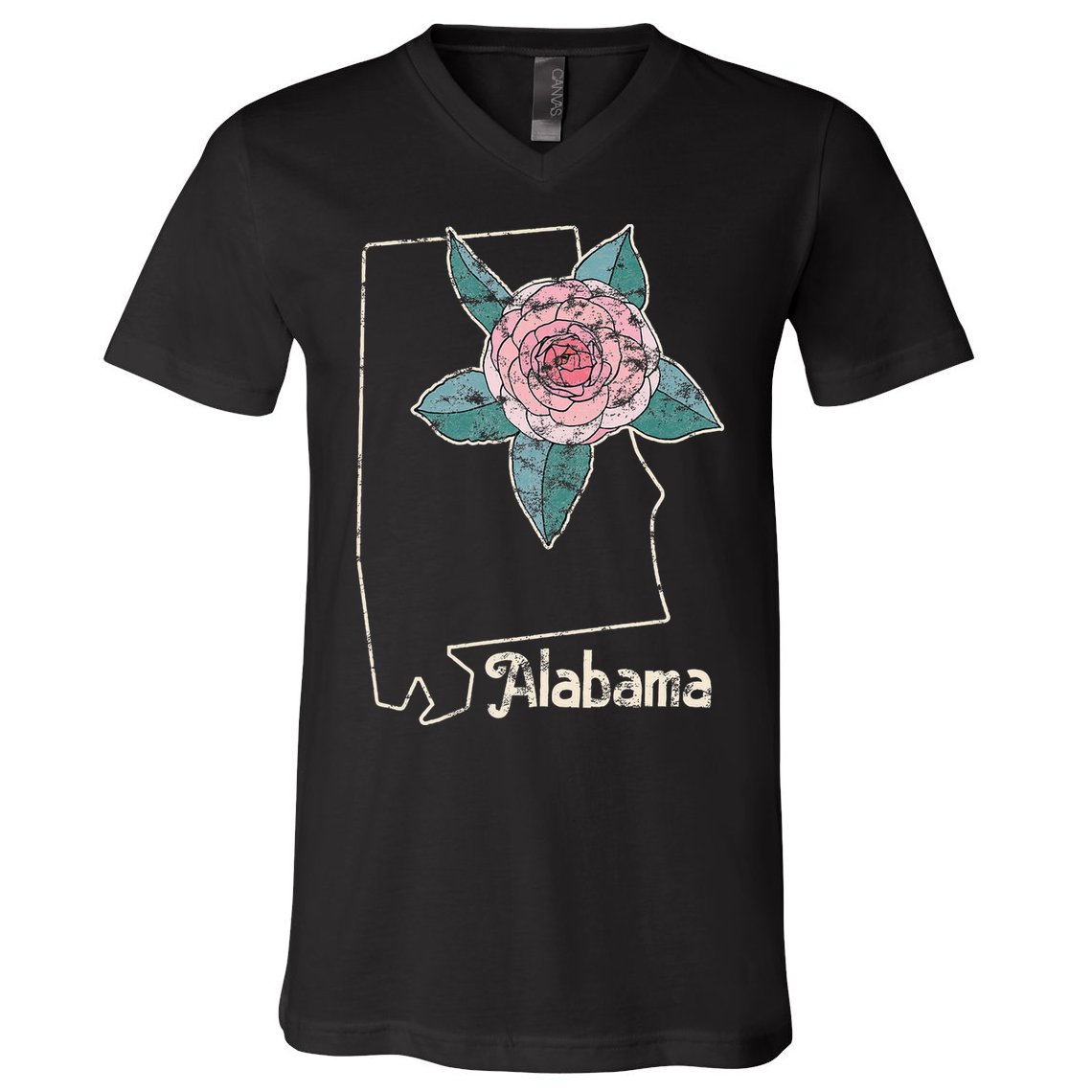 Alabama Camellia Flower Wildflower State V-Neck T-Shirt