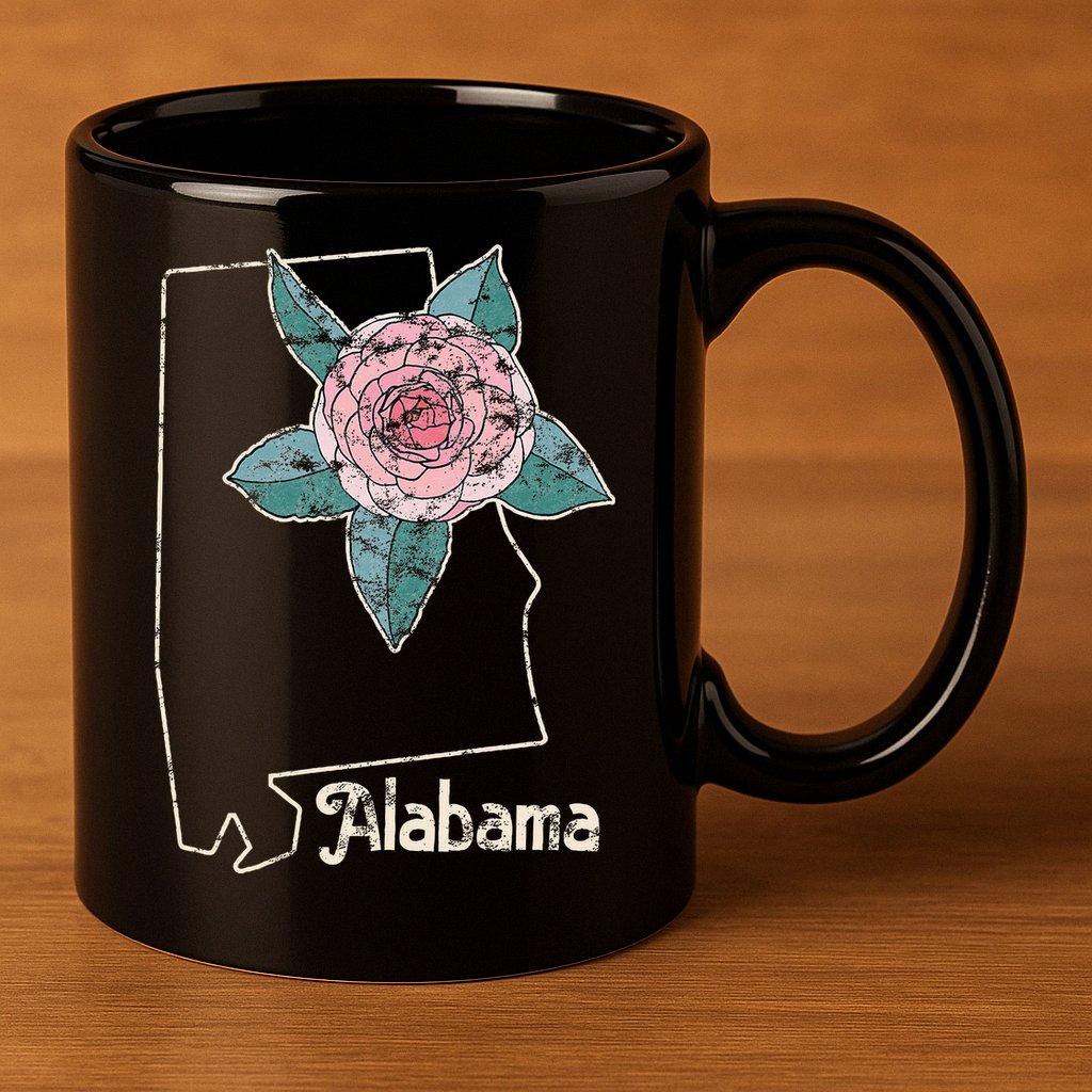 Alabama Camellia Flower Wildflower State 11oz C Handle Ceramic Mug
