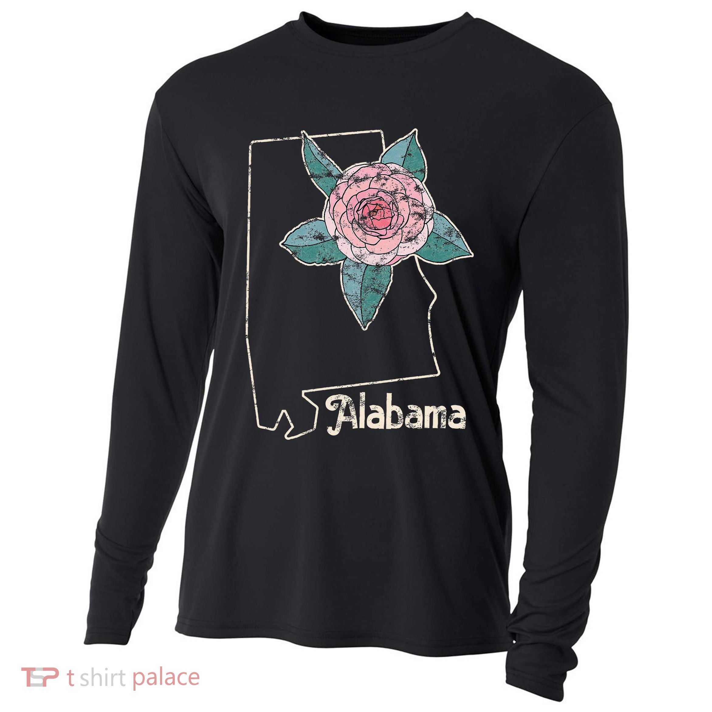 Alabama Camellia Flower Wildflower State Cooling Performance Long Sleeve Crew