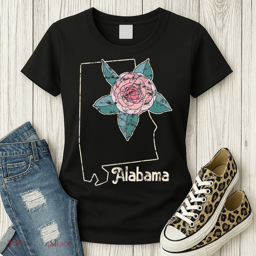 Alabama Camellia Flower Wildflower State Womens T-Shirt